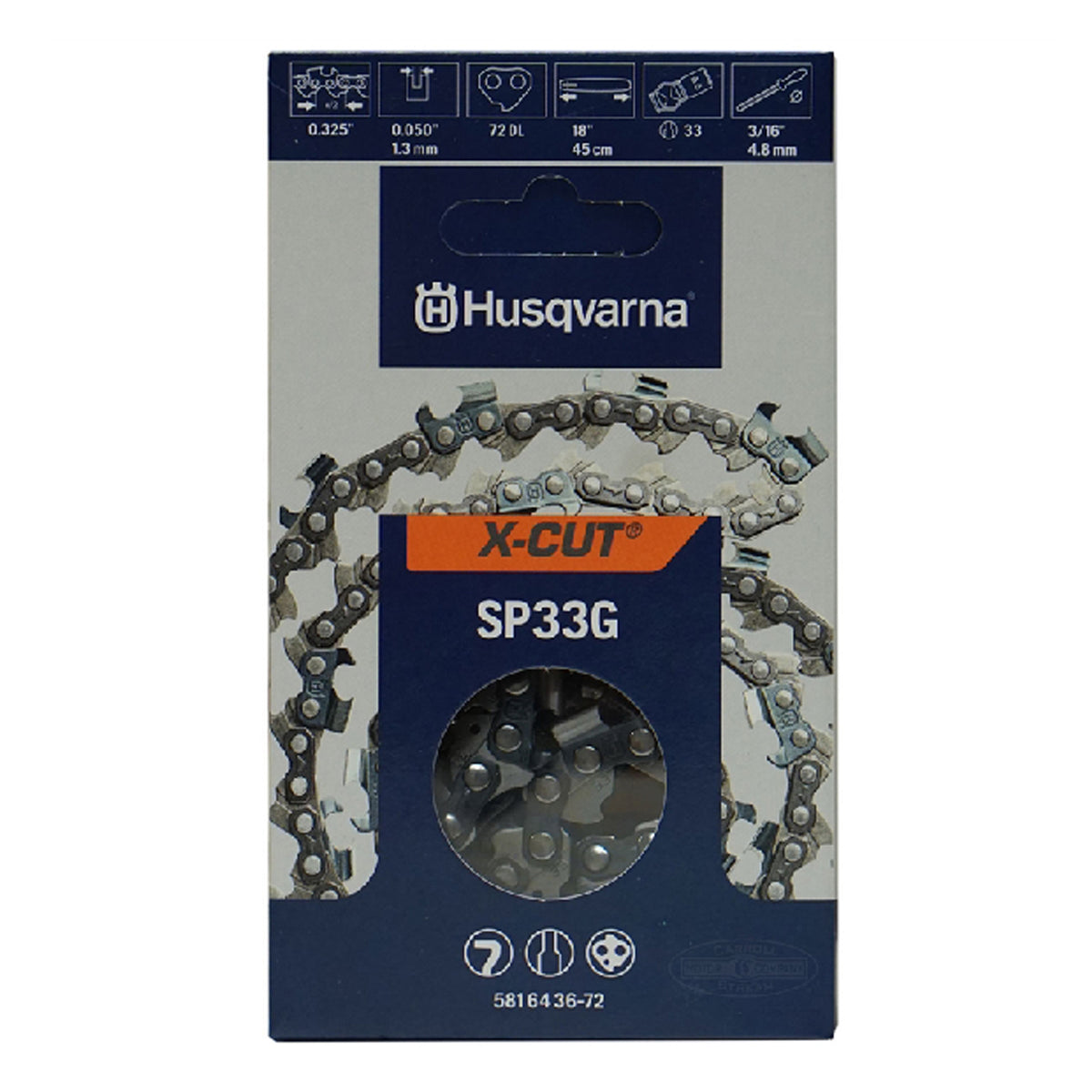 Husqvarna 58164 36-72 X-Cut 18" .325 .050 72DL Saw Chain Loop SP33G