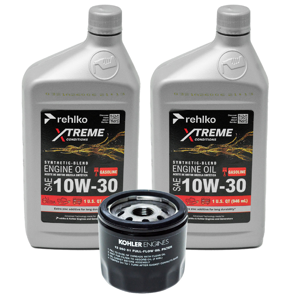 Kit de mantenimiento de mezcla sintética 10W30, aceite de motor Kohler y filtro de aceite Kohler 12 050 01-S1