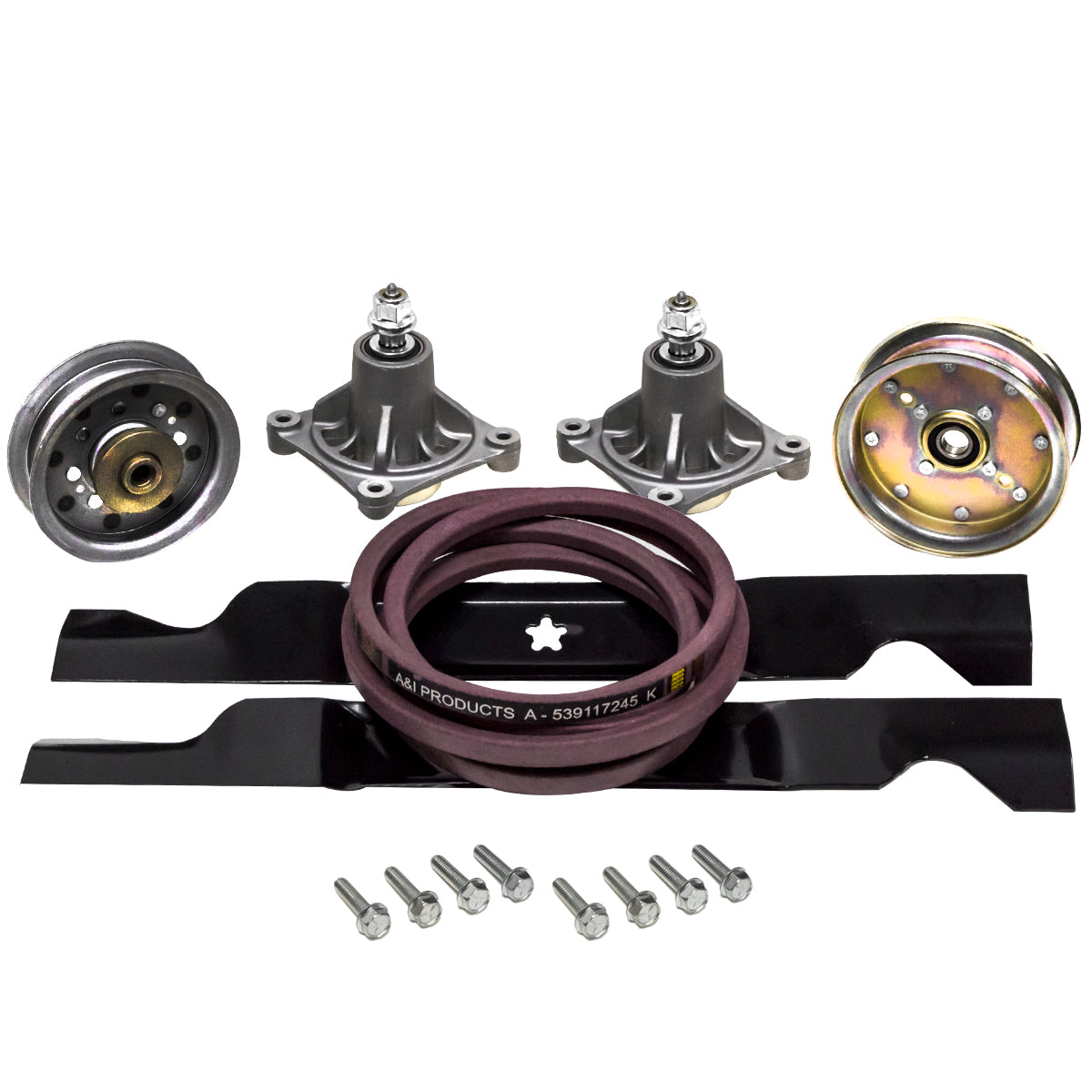 Blade Spindle Belt Idler Rebuild Kit for Husqvarna 46 Inch Deck RZ4621 RZ4623 532403107 532174358 532405380 196104