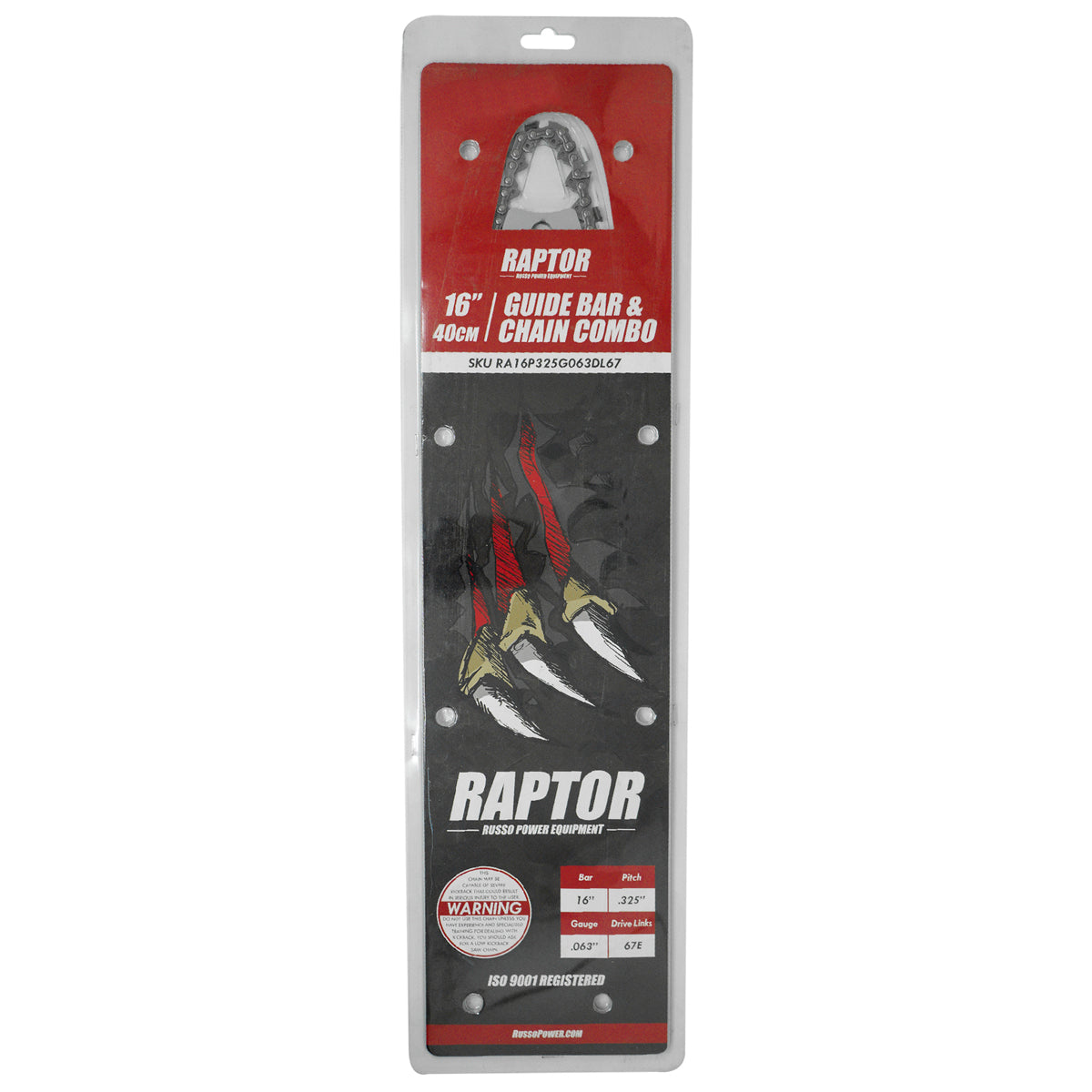 Motosierra Raptor RA16P325G063DL67 con Barra y Cadena de 16 Pulgadas