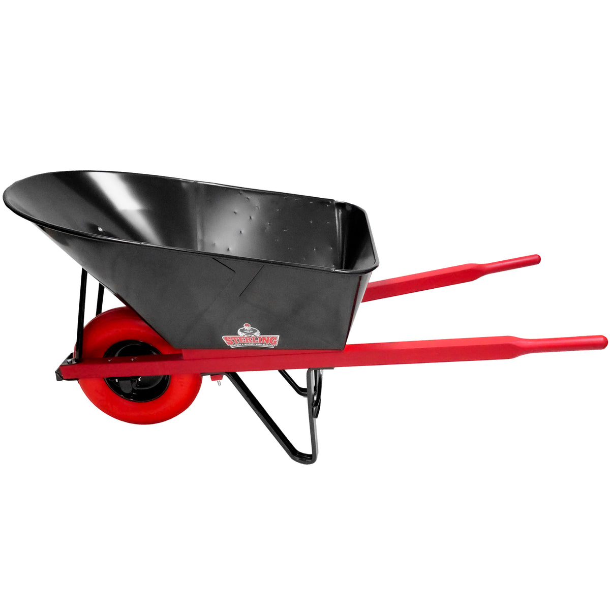 Sterling Steel Tray Wheelbarrow 7Cu. Ft. w/ Poly-U Flat Free Tire Red