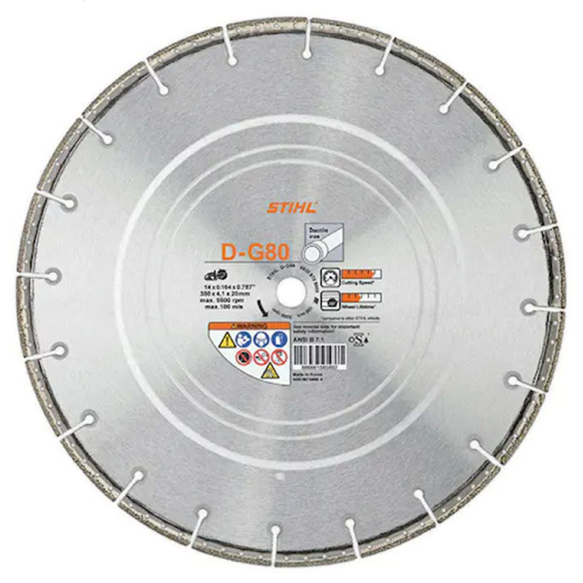 Stihl 0835 070 8000 D-G80 Disco de diamante de 14 pulgadas