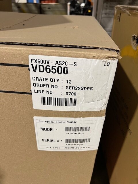 Kawasaki FX600V-AS20-S Engine 1" x 3-5/32" Vertical Shaft Electric Start