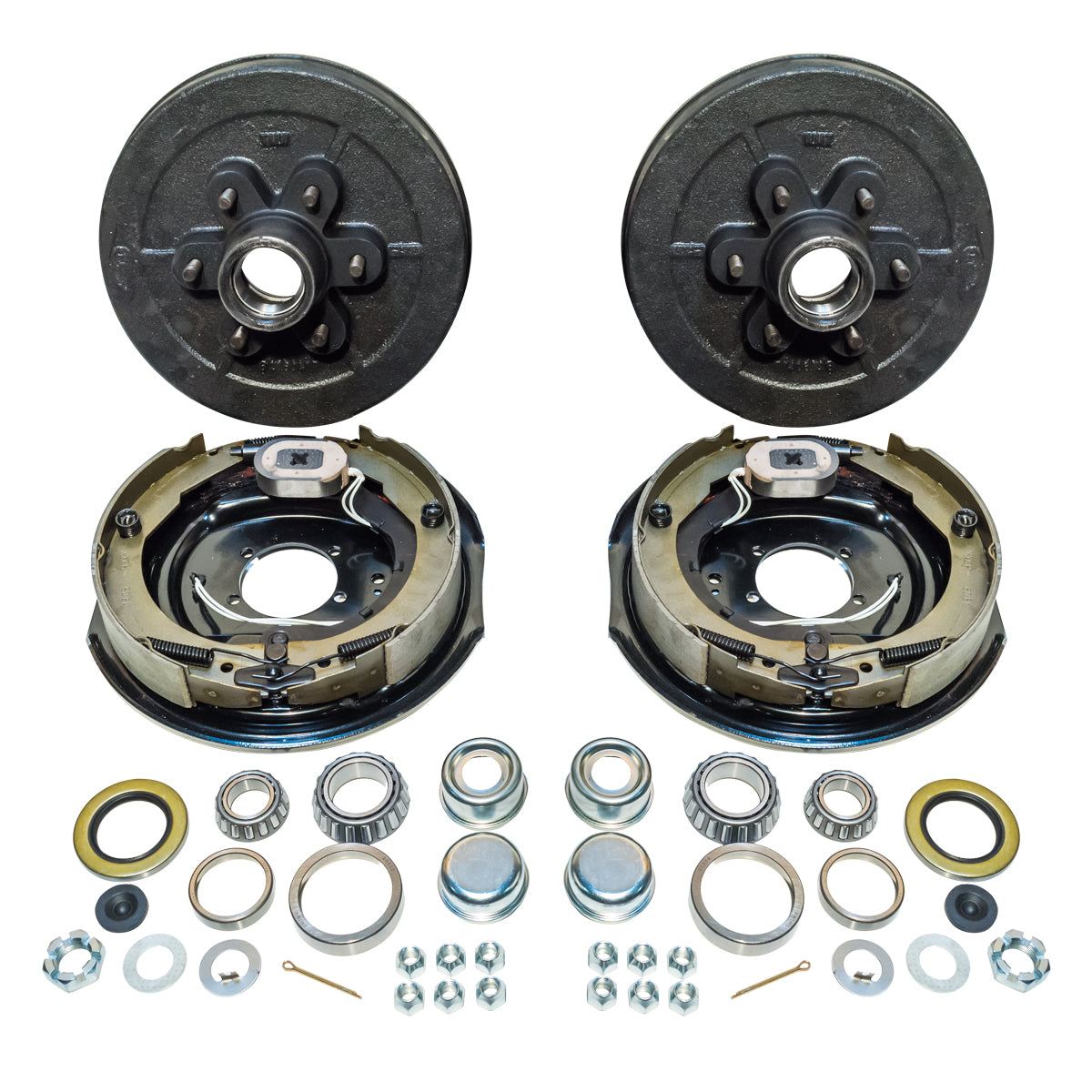 Russo 12HUBRAKEKIT6 12 pulg. x 2 pulgadas. Kit de tambor de cubo de freno eléctrico para remolque 6 en 5,5 pulgadas. para eje de 5200-6000 lbs
