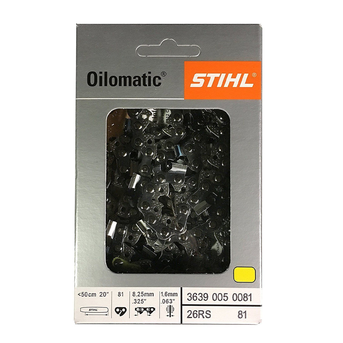 Stihl 3639 005 0081 Cadena de motosierra de 20 pulgadas. 26RS 81