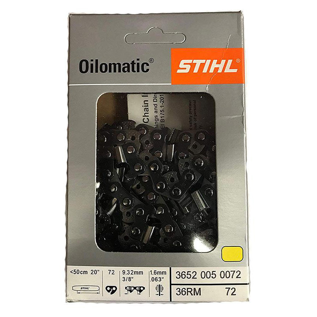 Stihl 3652 005 0072 Cadena de motosierra RAPID Super de 20 pulgadas. 36RS 72