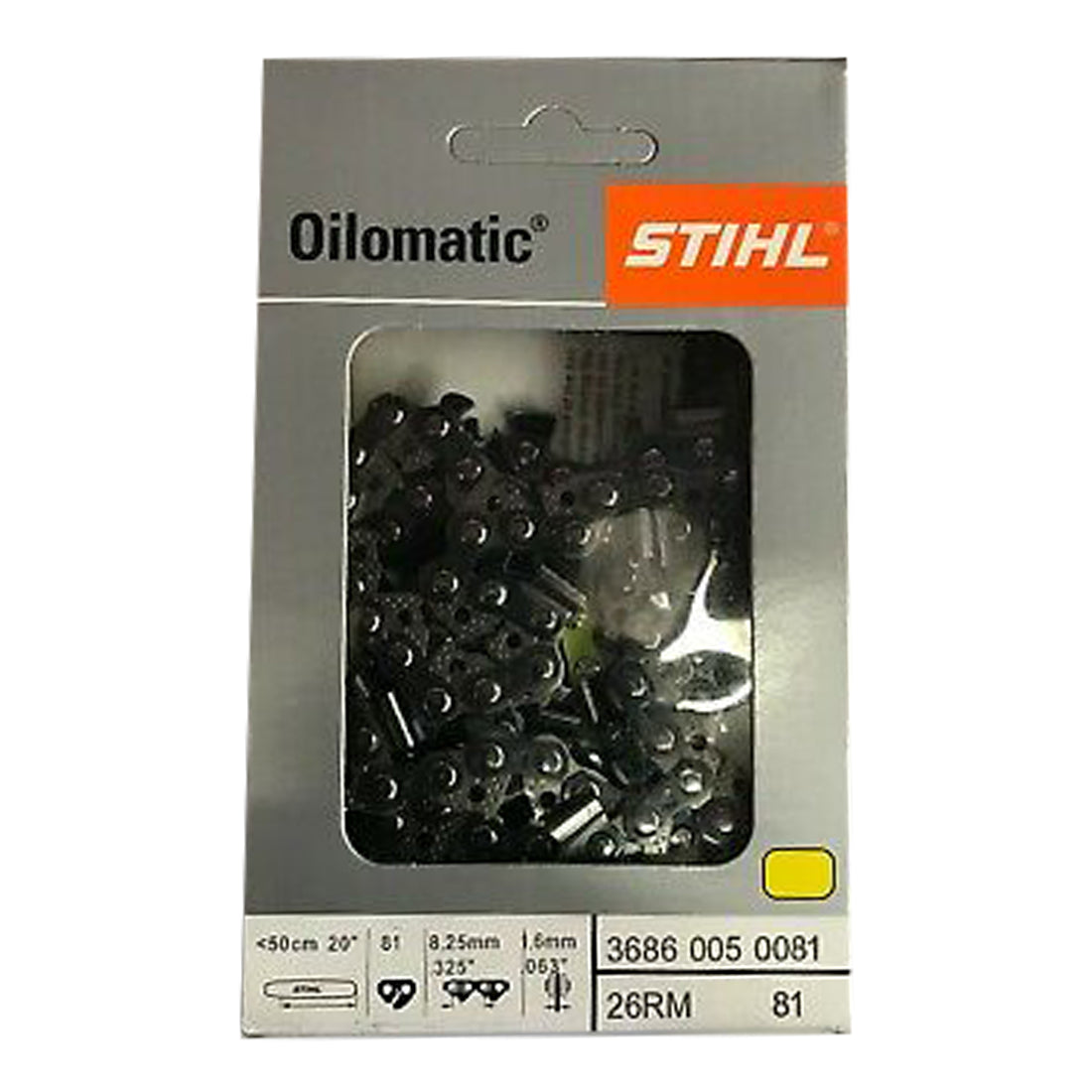 Stihl 3686 005 0081 Cadena de motosierra de 20 pulgadas. 26 RM 81
