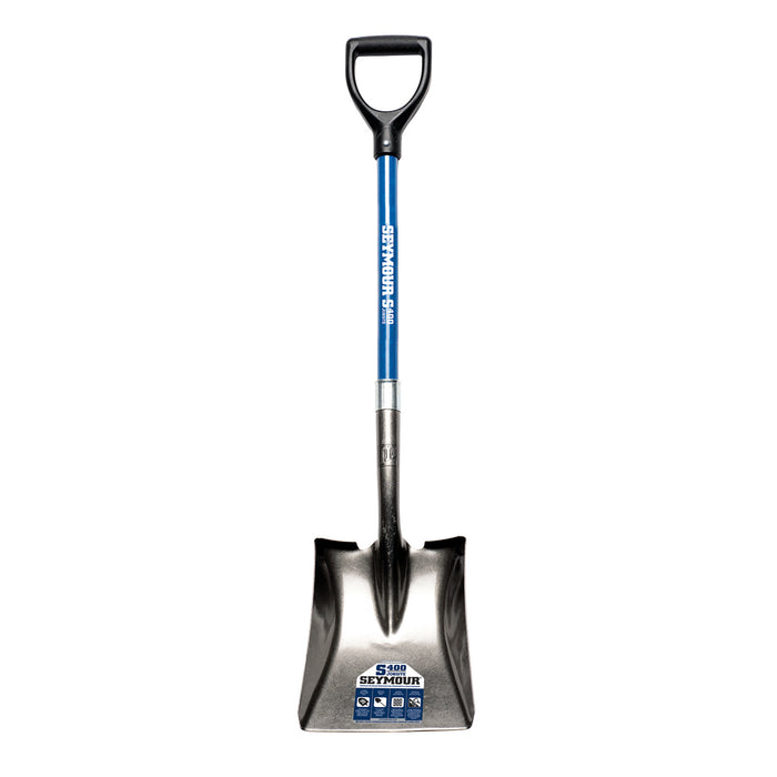 Seymour 49462 #2 Square Point Shovel, 26" Blue Fiberglass Handle, Poly D-Grip