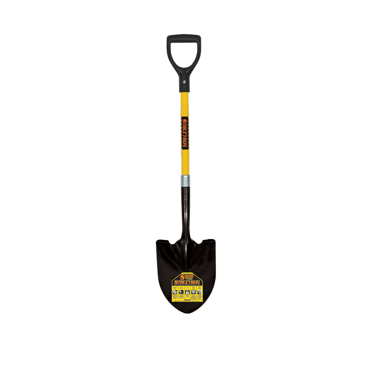 Seymour 49561 14 Ga. #2 Round Point, Front Turn Step Shovel, 29" Yellow Fiberglass Handle, D-Gr