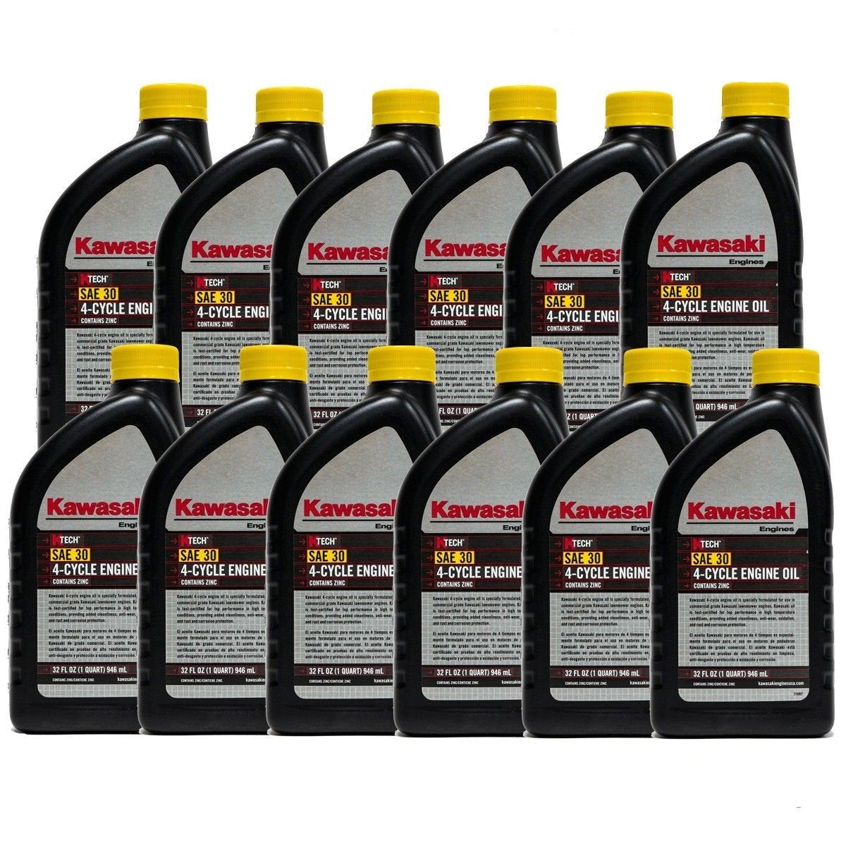 Aceite para motor de 4 tiempos Kawasaki 99969-6281 SAE 30, paquete de 12, 1 cuarto de galón.