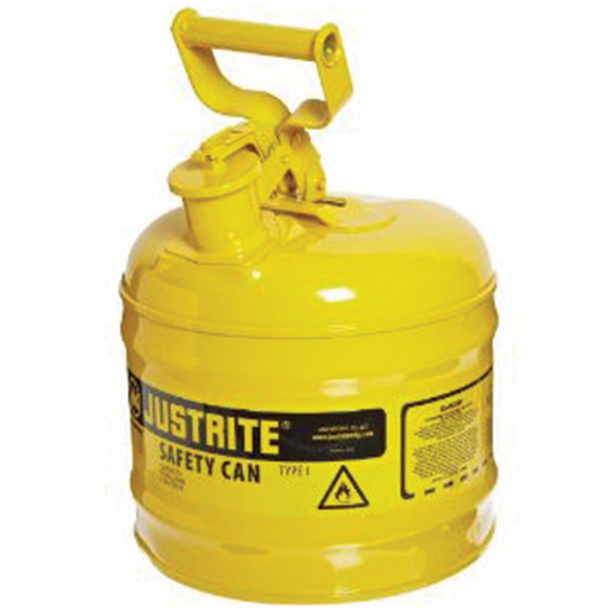 Justrite 7120200 Type I Yellow Gas Can 2 Gallon