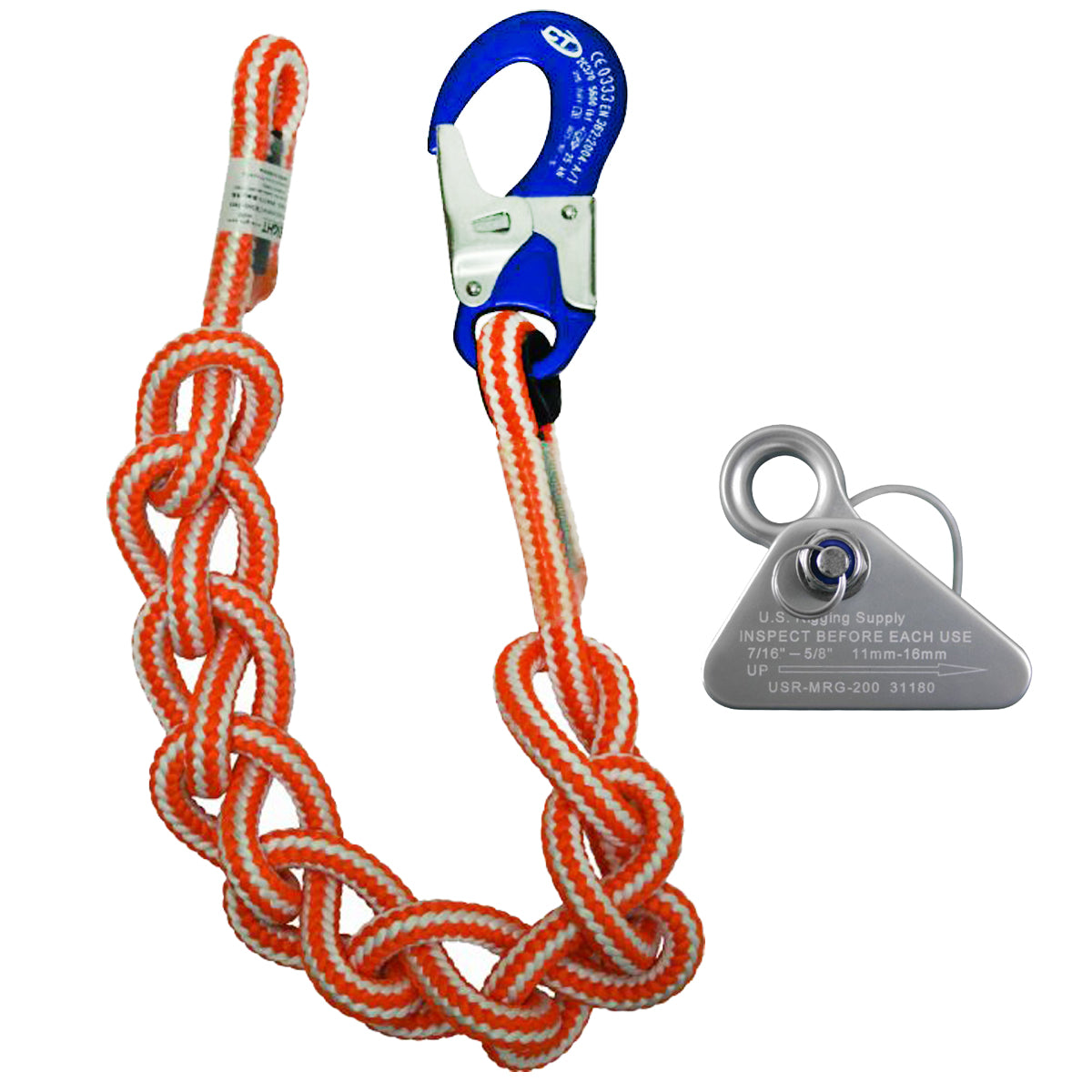 Eslinga de posición única azul trenzada de seguridad Hi-Vee de 8' con microajustador