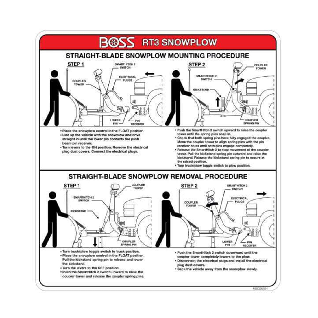 Boss MSC06354 RT3 Adhesivo adhesivo para accesorio de hoja recta