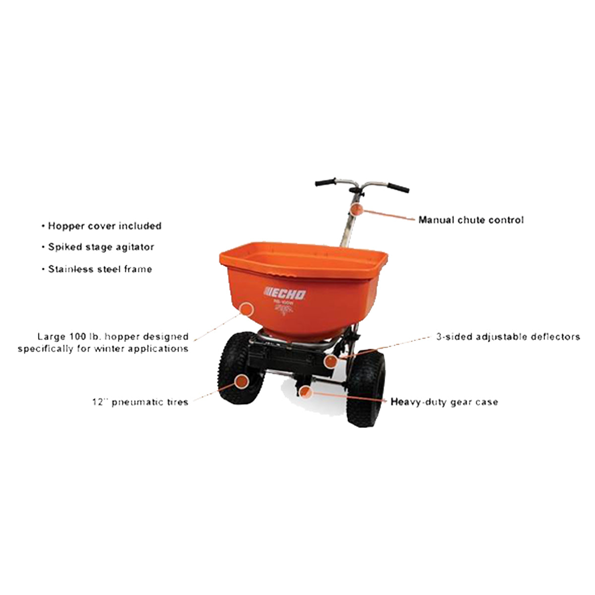 Esparcidor de sal Echo RB-100W 100 LB