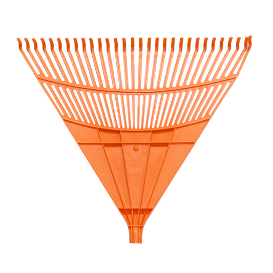 Russo 30-Tine Poly Leaf Rake w/ 48 In. Hardwood Handle - Orange