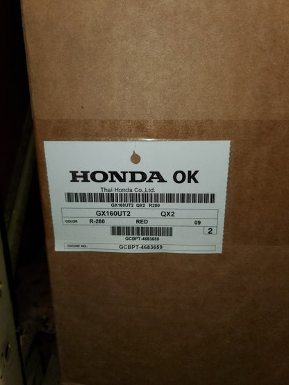 Motor Honda GX160UT2-QX2 de 4.8HP, eje horizontal de 3/4" x 2-7/16", arranque por cuerda.