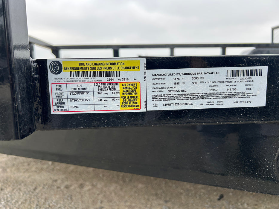 H & H Trailers H8216TRS-070 16 ft. Utility Trailer Steel