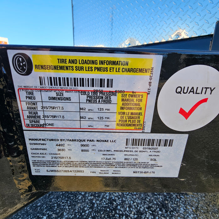 Midsota NST20-BP-176 20 ft. Skid Steer Trailer