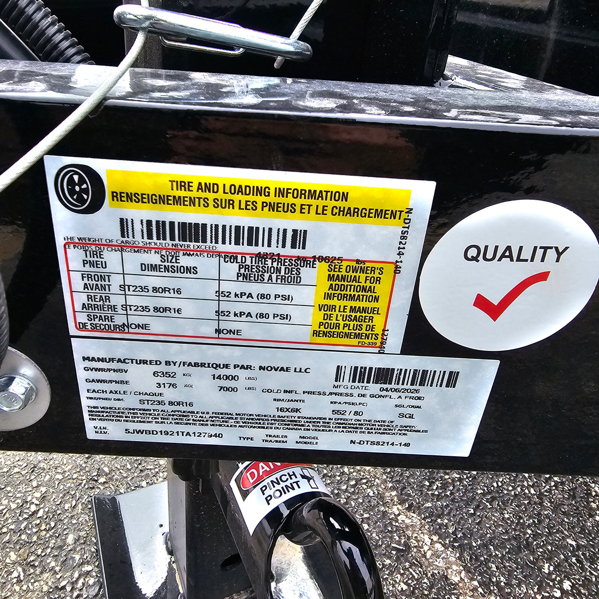Midsota NDT8214-BP-154 14 ft. Nova Dump Bed Trailer