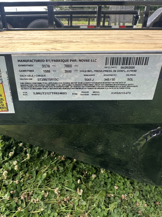 Remolque utilitario de acero H&H Trailers H8216TRS-070 de 16 pies