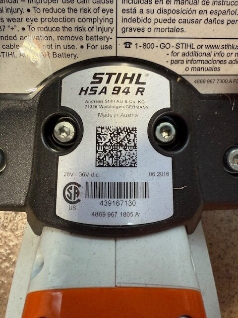 Stihl HSA 94 R Battery Hedge Trimmer