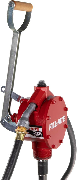 Fill-Rite FR152 Piston Hand Pump with Hose & Nozzle Spout, Red