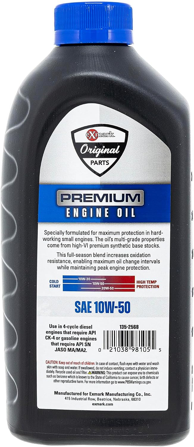 Exmark 135-2568 Aceite Premium para 4 Ciclos 10W-50 de 1 Cuarto de Galón.