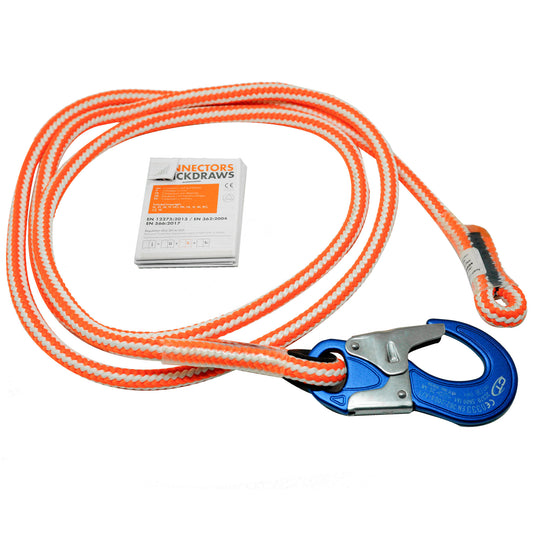 At Height 8'x1/2" Braided Safety Blue Single Positioning Lanyard w/ Aluminum Lock Snap