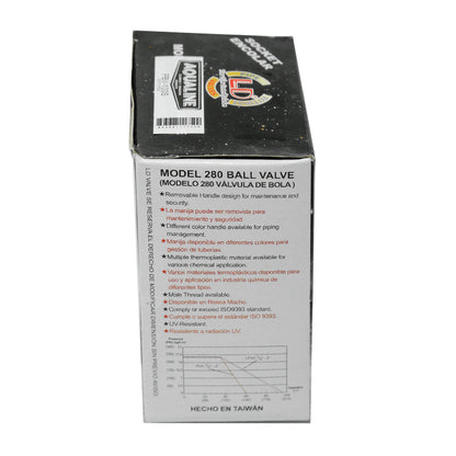 Válvula de bola de PVC de plástico Aqualine PBV-100S de 1 pulgada con extremos para pegar (SLIP)