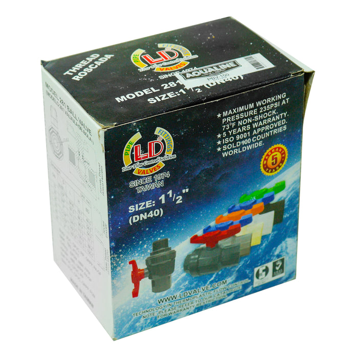 Aqualine PBV-150 1-1/2 inch Plastic PVC Ball Valve with threads