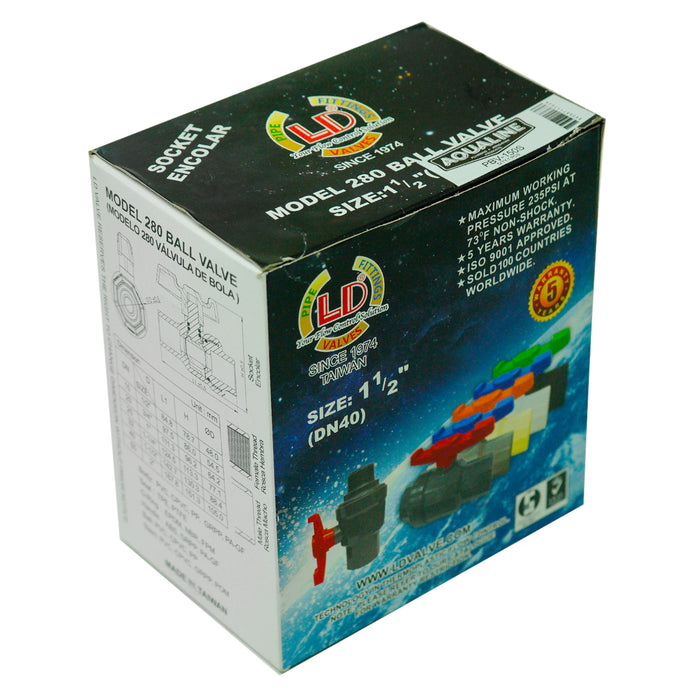 Aqualine PBV-150S 1-1/2 inch Plastic PVC Ball Valve with SLIP ends