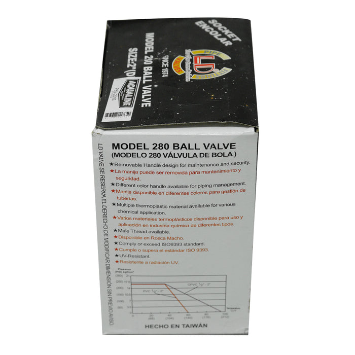 Aqualine PBV-200 2-inch Plastic PVC Ball Valve with threads