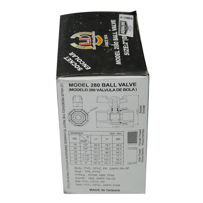 Aqualine PBV-200 2-inch Plastic PVC Ball Valve with threads
