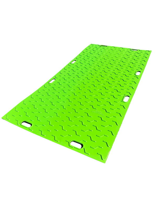 Tapete Bad Ass Mats FG3514SG4 con agarre seguro, 1,22 m x 2,44 m, verde de seguridad de alta visibilidad, plástico HDPE de 0,95 cm, capacidad de carga de 80 toneladas