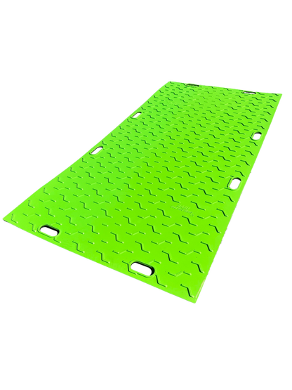 Tapete Bad Ass Mats FG3514SG4 con agarre seguro, 1,22 m x 2,44 m, verde de seguridad de alta visibilidad, plástico HDPE de 0,95 cm, capacidad de carga de 80 toneladas