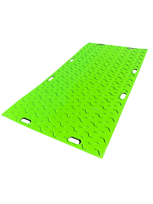 Bad Ass Mats FG3514SG4 Safe Grip Mat / 4'x8' / Hi-Vis Safety Green / 3/8" HDPE Plastic / Rated 80 Tons