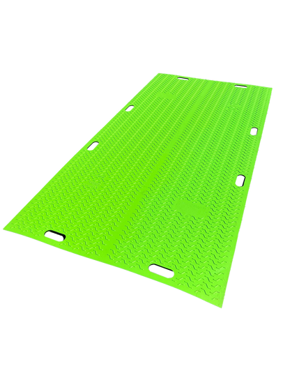 Tapete Bad Ass Mats FG3514SG4 con agarre seguro, 1,22 m x 2,44 m, verde de seguridad de alta visibilidad, plástico HDPE de 0,95 cm, capacidad de carga de 80 toneladas