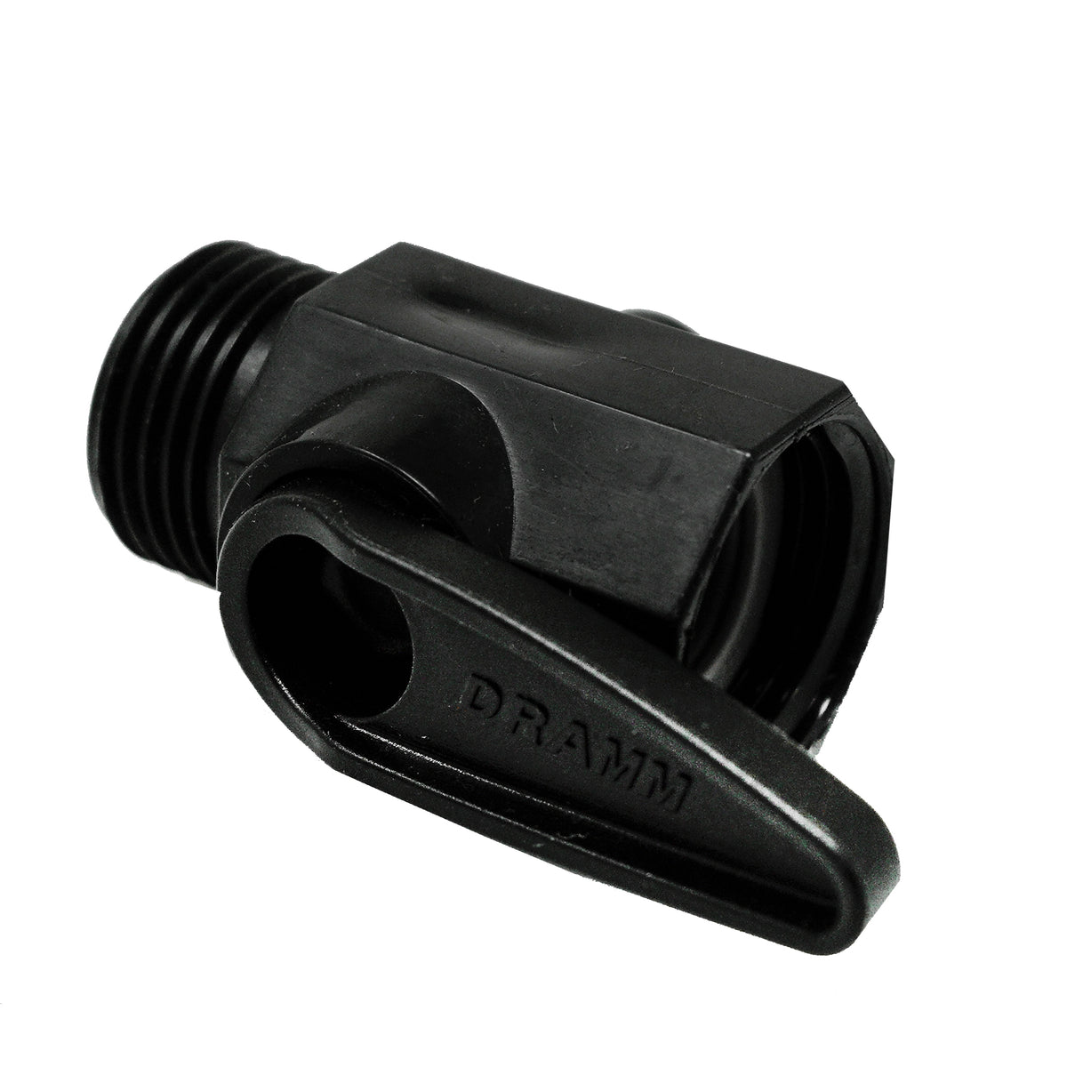 Dramm 22318 Válvula de cierre de plástico de una pieza con bola y mango grande, color negro