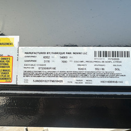 Remolque volquete industrial de 14 pies H&amp;H Trailers H8314DBW-B-140