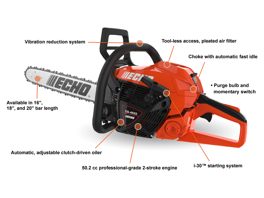 Motosierra Echo CS-4920-16 de 50,2 cc con eje de 16"