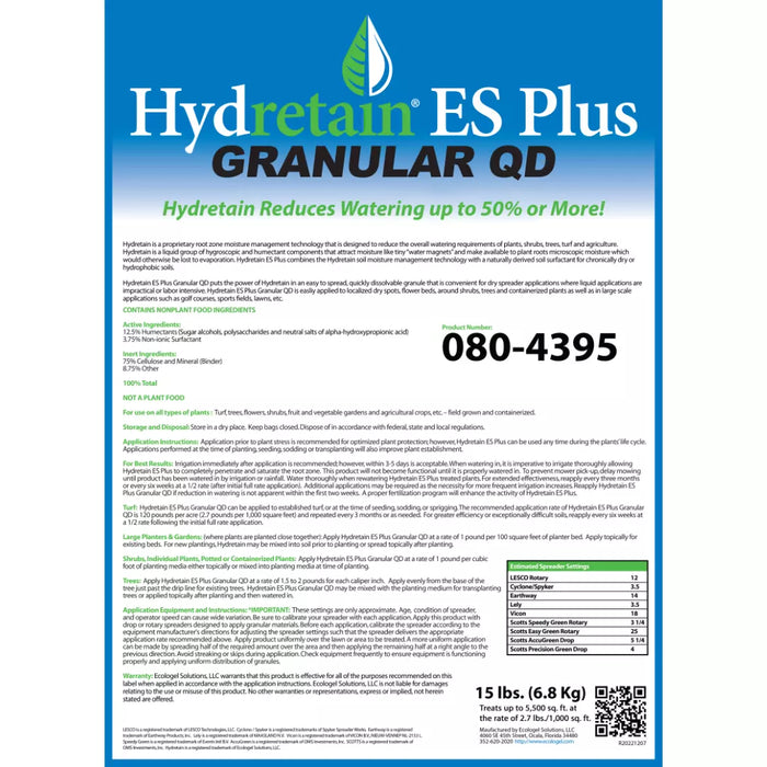Ecologel 080-4395 Hydretain Granular QD 15 LB