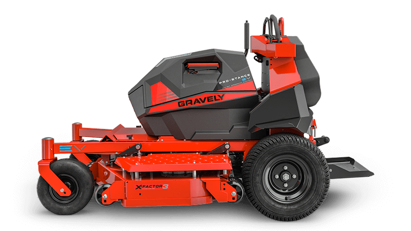 Gravely 998006 Pro-Stance EV 60 descarga trasera con plataforma X-Factor 3 de 60" calibre 7, 4 baterías de iones de litio