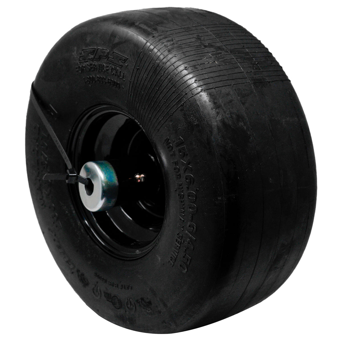 Hustler 607689 Semi-Pneumatic Tire/Wheel assembly 15X6-6 Black