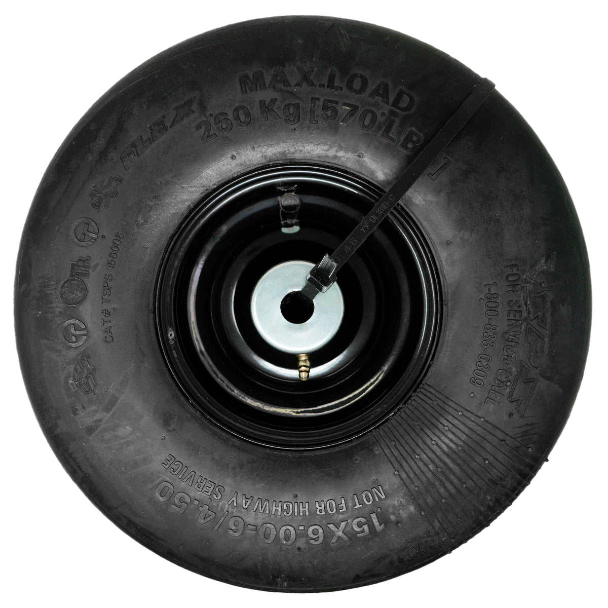 Hustler 607689 Semi-Pneumatic Tire/Wheel assembly 15X6-6 Black