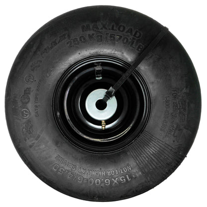 Hustler 607689 Semi-Pneumatic Tire/Wheel assembly 15X6-6 Black