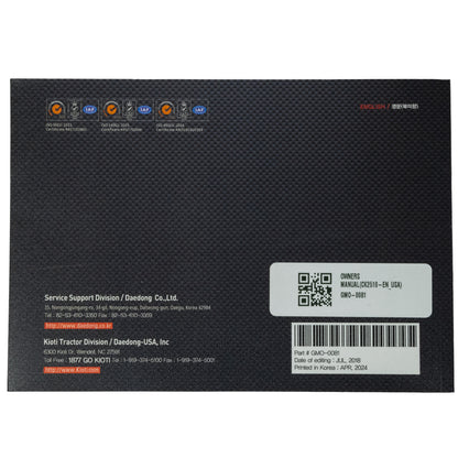Kioti GMO-0081 Owners Manual