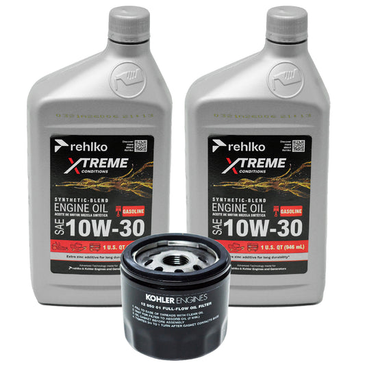 Kit de mantenimiento de mezcla sintética 10W30, aceite de motor Kohler y filtro de aceite Kohler 12 050 01-S1