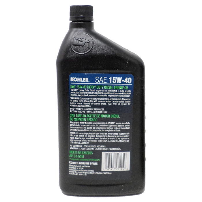 Kohler 25 357 47-S SAE 15W-40 Aceite para motor diésel 32 oz.