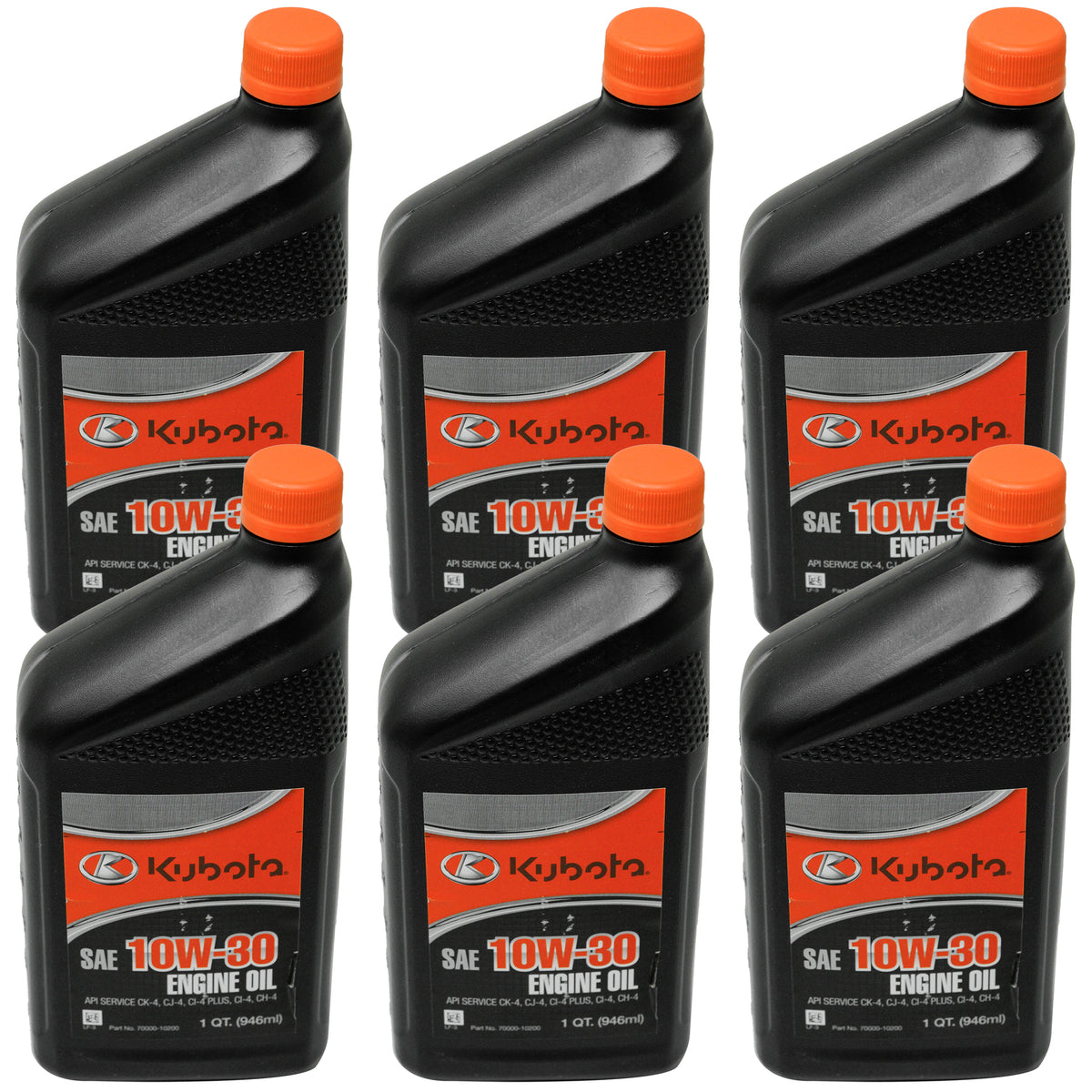 6PK Kubota 70000-10200 SAE 10W-30 Engine Oil 1 Qt.