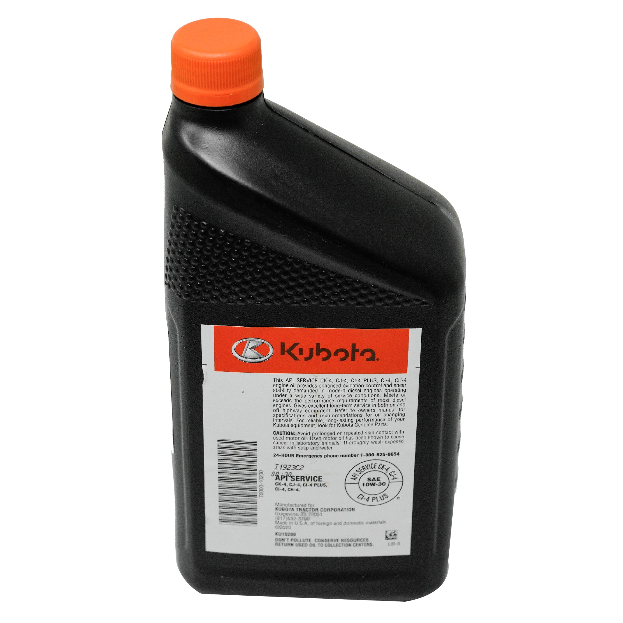 Aceite de motor Kubota 70000-10200 SAE 10W-30 1 cuarto de galón.